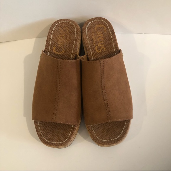 Circus by Sam Edelman, Brown Suede Slip On, Wedge Sandal - Picture 4 of 13